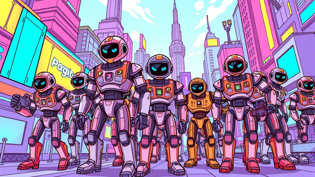 휴머노이드 로봇 기술 개발 동향 (cartoon 스타일)