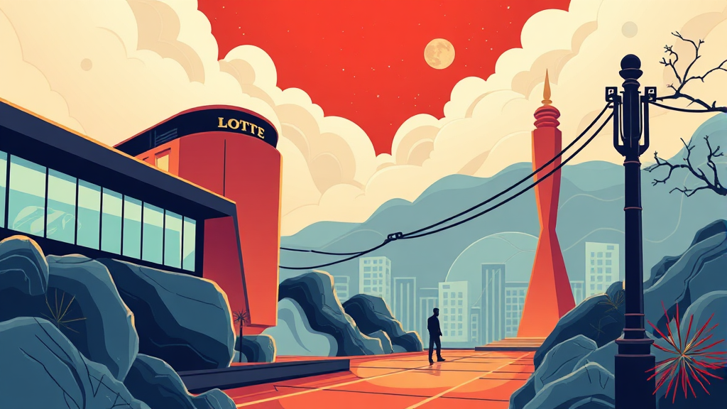 롯데지주 투자 포인트 및 리스크 요인 (illustration 스타일)