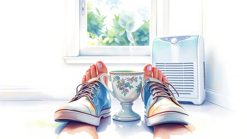 발 & 신발 냄새 관리, 핵심 요약 (watercolor 스타일)