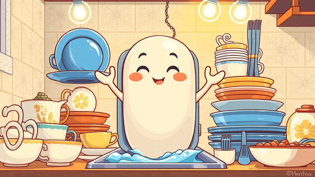 소형 식기세척기, 이제 고민 끝! (cartoon 스타일)