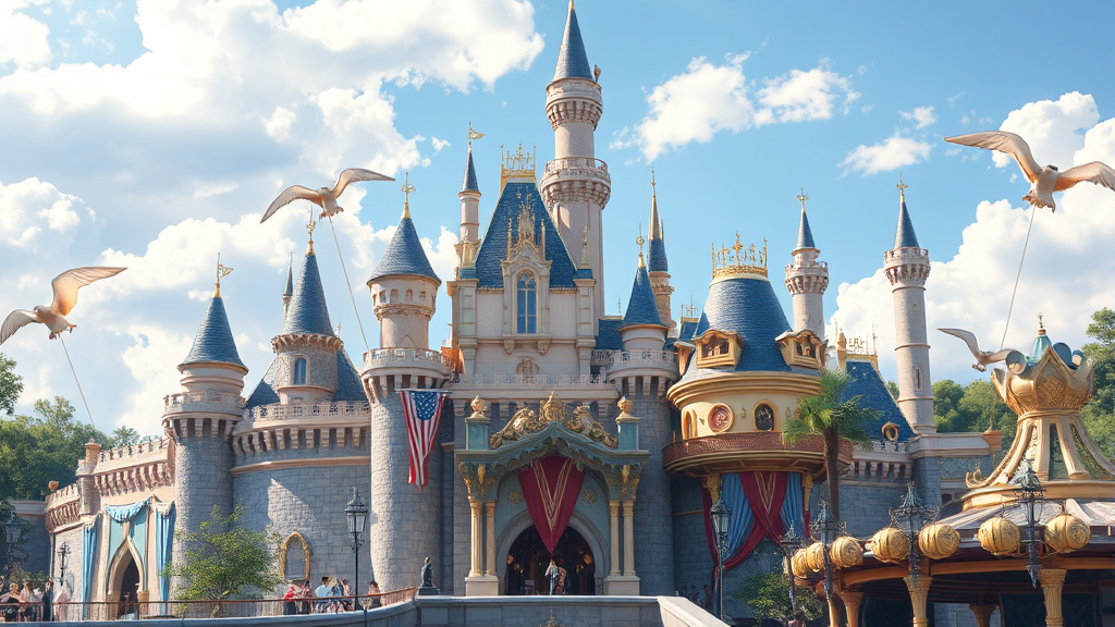 놓치면 후회! 디즈니랜드 & 디즈니씨 필수 어트랙션 탐험 (realistic 스타일)