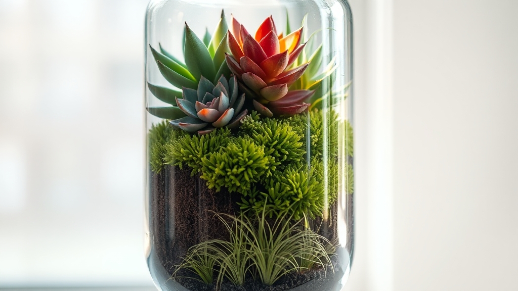 테라리움 종류: 건식, 습식, 이끼 비교 (realistic 스타일)