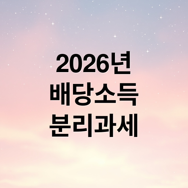 2026년
배당소득
분리과세 (배당소득 분리과세 정리)