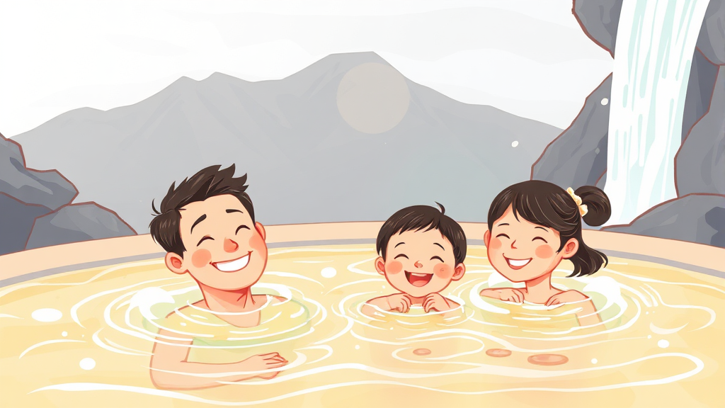 온천수, 뭐가 좋을까? (illustration 스타일)