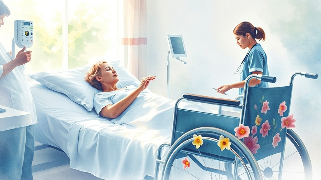 수술 전후 관리 및 회복 과정 (watercolor 스타일)