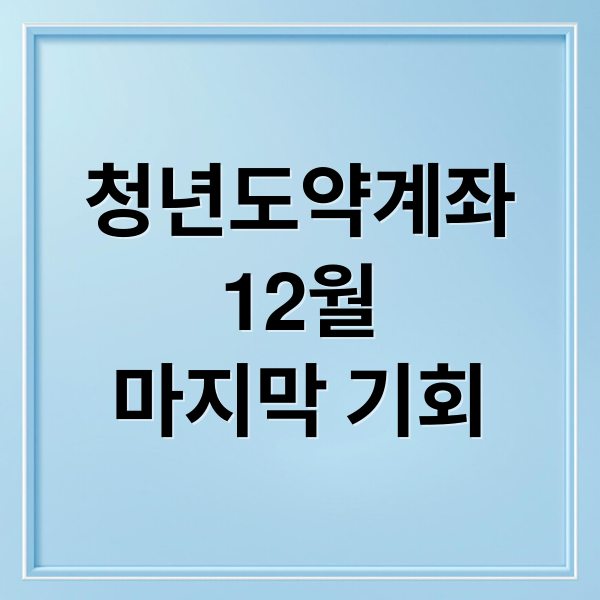 청년도약계좌
12월
마지막 기회 (청년 도약 계좌 신청 방법 이자 12월)