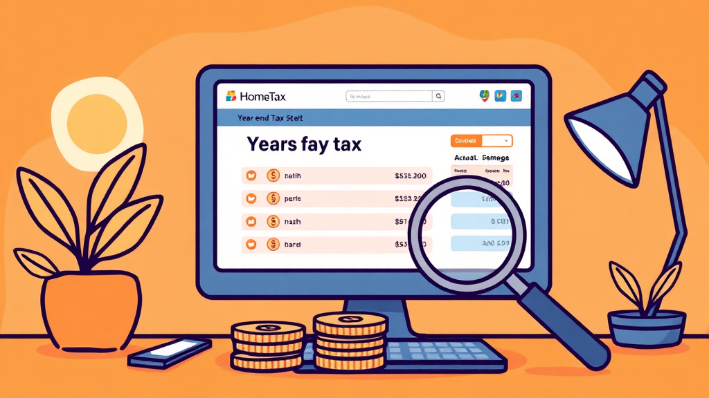 홈택스 연말정산 방법 (cartoon 스타일)