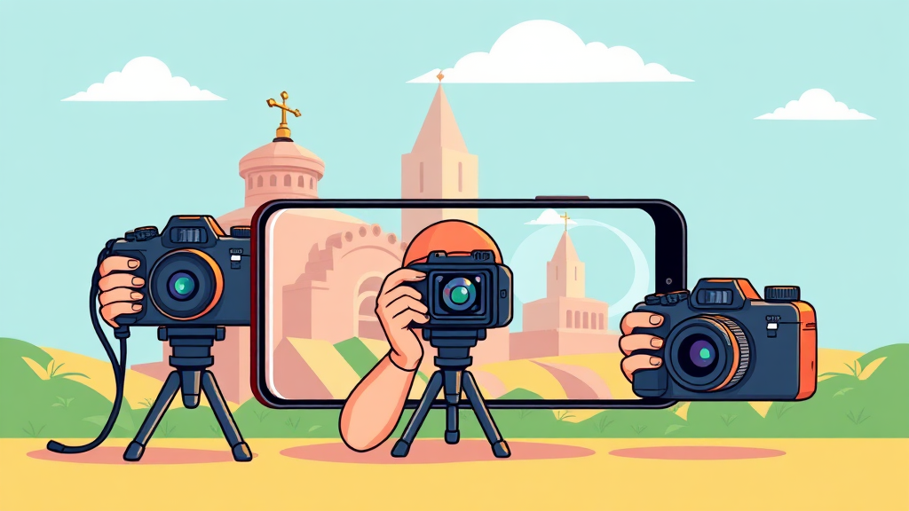 주요 기능 (카메라, AI, 멀티태스킹) (cartoon 스타일)