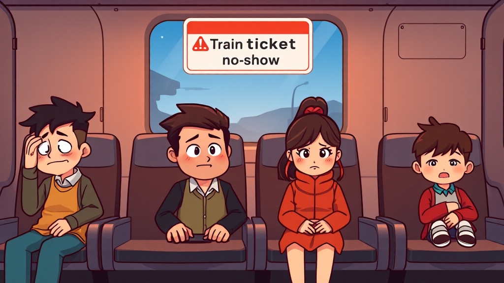 추석 기차표 노쇼 시 불이익 (cartoon 스타일)
