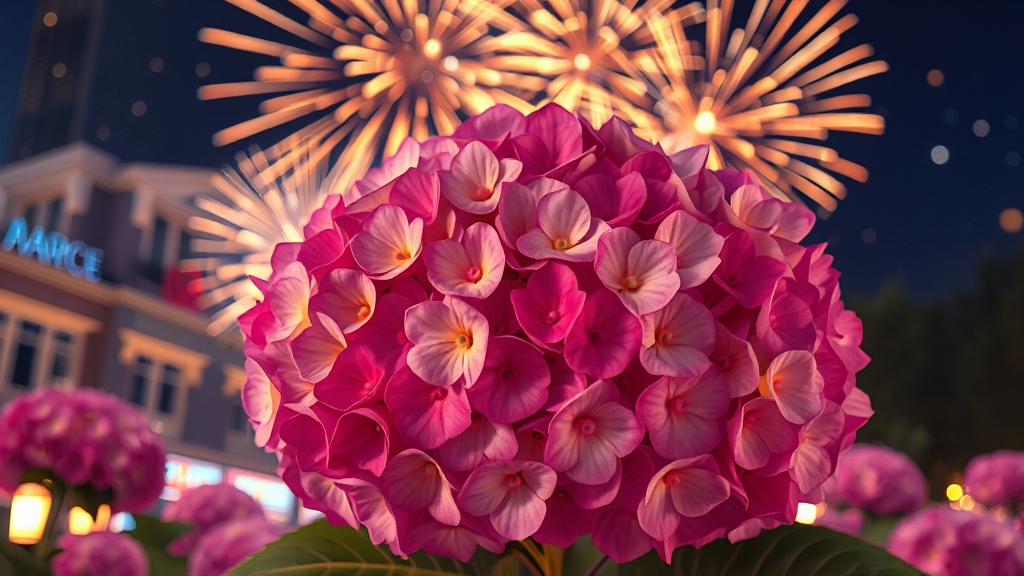 절정의 수국 개화 시기 (realistic 스타일)