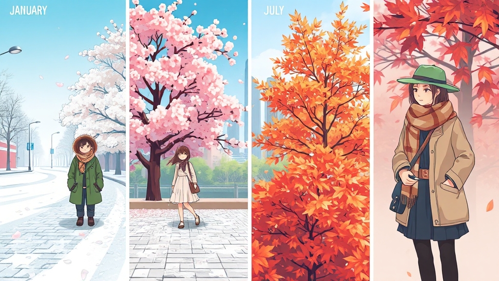 베이징 월별 날씨 (illustration 스타일)