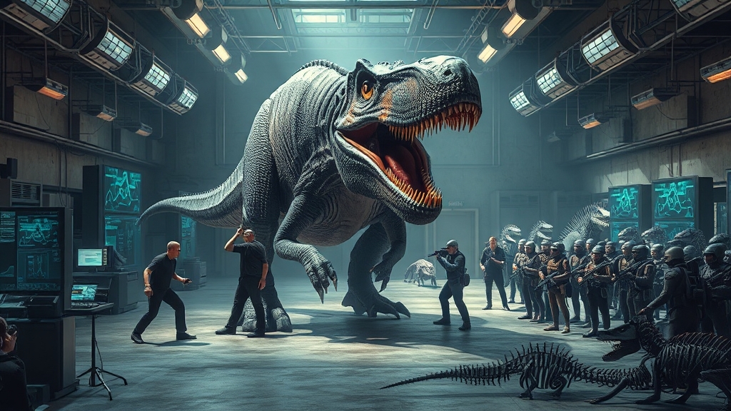 인류와 공룡의 공존 (realistic 스타일)