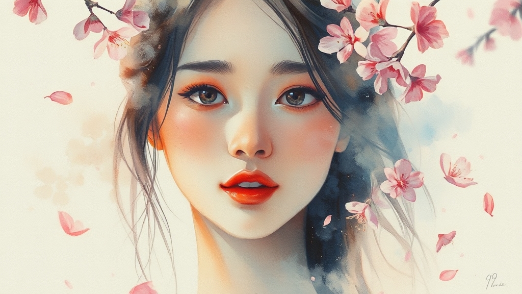 도화살, 연애에 미치는 영향 (watercolor 스타일)