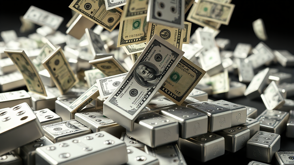 은 가격 하락의 복합적인 원인 분석 (realistic 스타일)