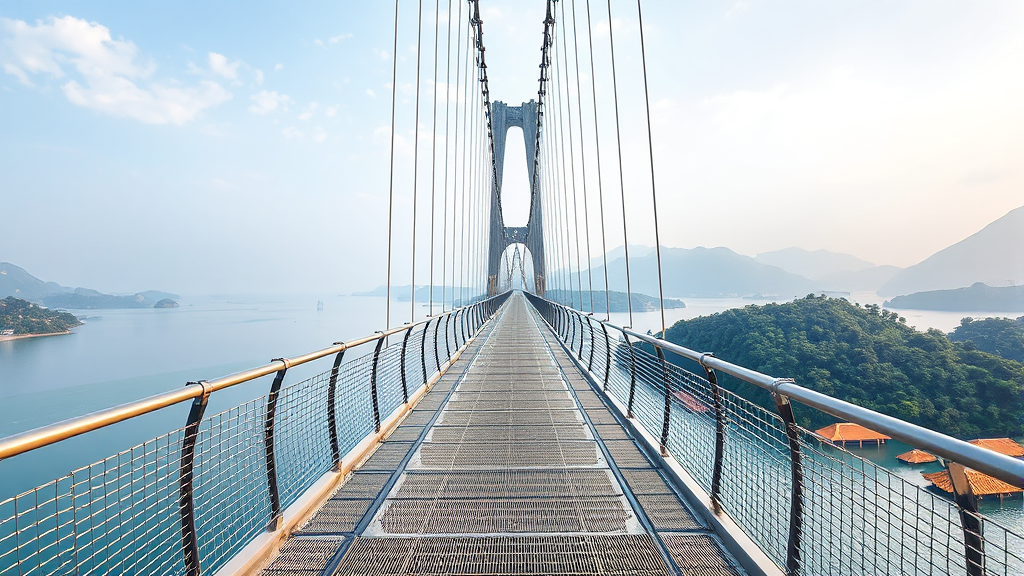 예당호 출렁다리: 물 위를 걷는 특별한 경험 (realistic 스타일)