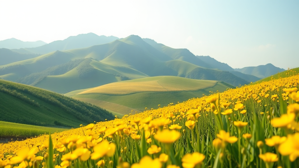 산방산 유채꽃부터 가파도 청보리밭까지 (realistic 스타일)