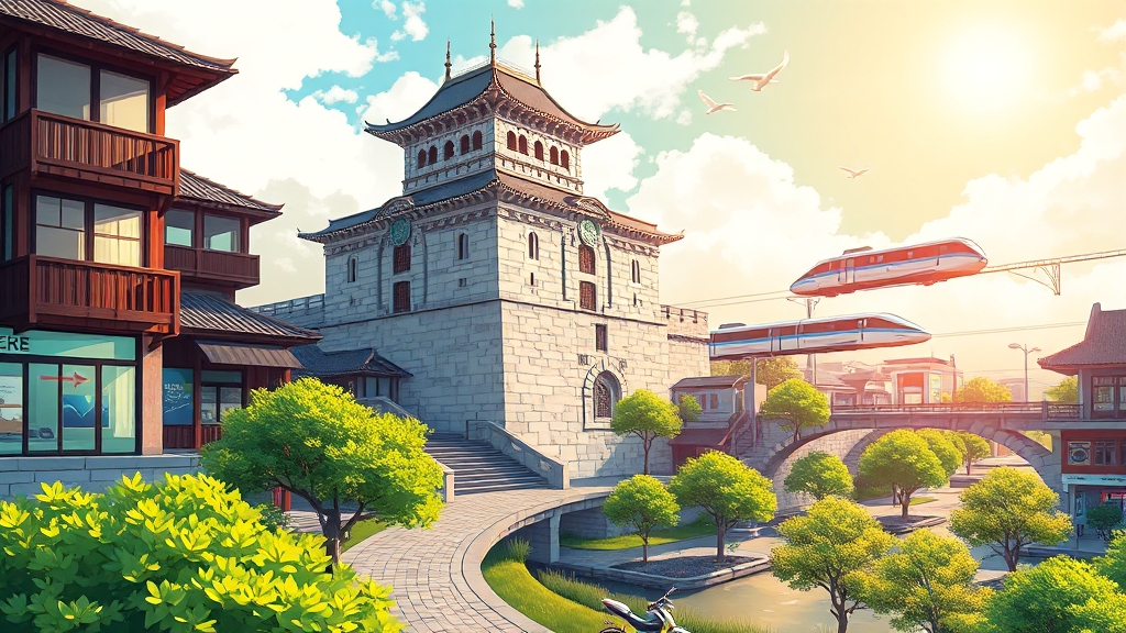 주변 인프라 및 개발 계획 (illustration 스타일)