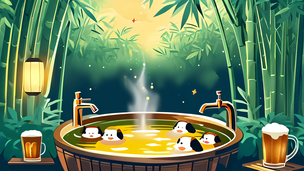 시운소 온천: 자연 속에서 즐기는 힐링 타임 (illustration 스타일)