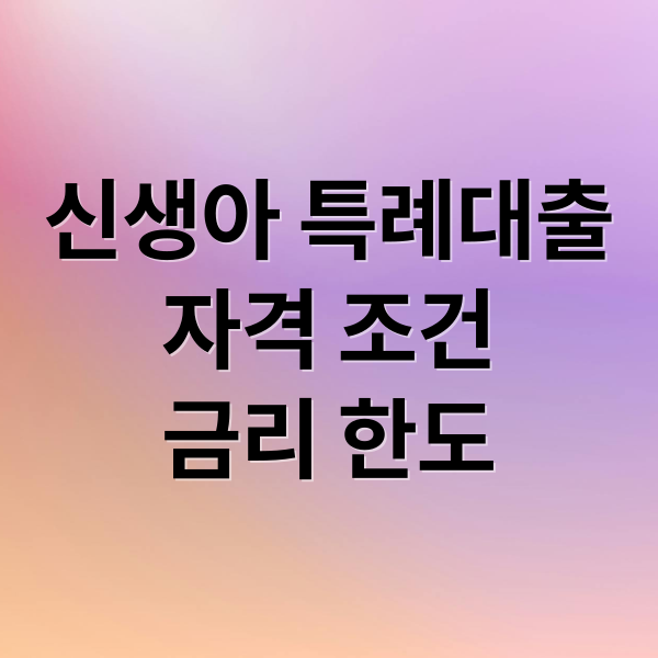 신생아 특례대출
자격 조건
금리 한도 (신생아 특례대출)