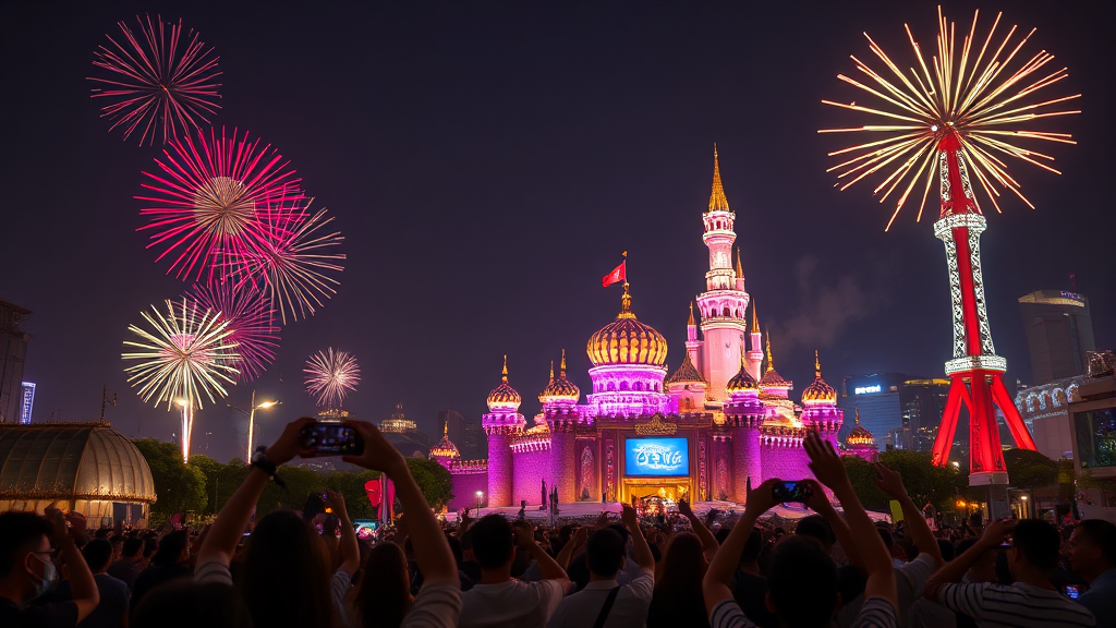 롯데월드 vs 서울스카이, 어디로? (realistic 스타일)