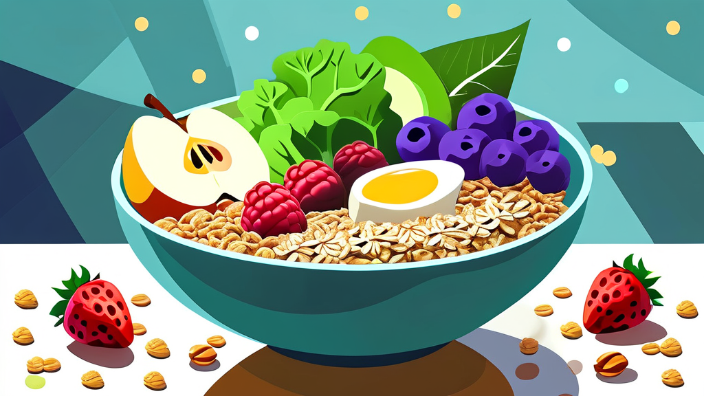 혈당 상승을 늦추는 곡물과 콩류 (illustration 스타일)