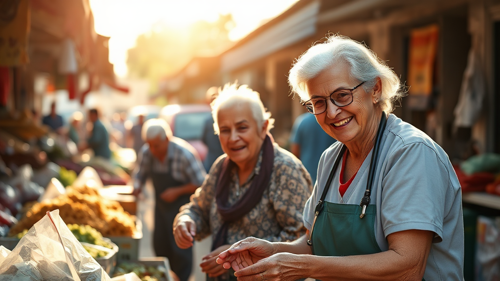 노인 일자리 사업 및 맞춤 돌봄 (realistic 스타일)
