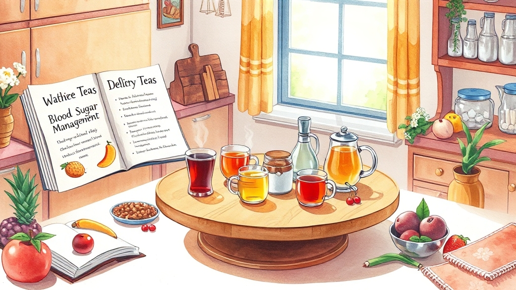 차와 혈당: 대체 감미료 활용법 (cartoon 스타일)
