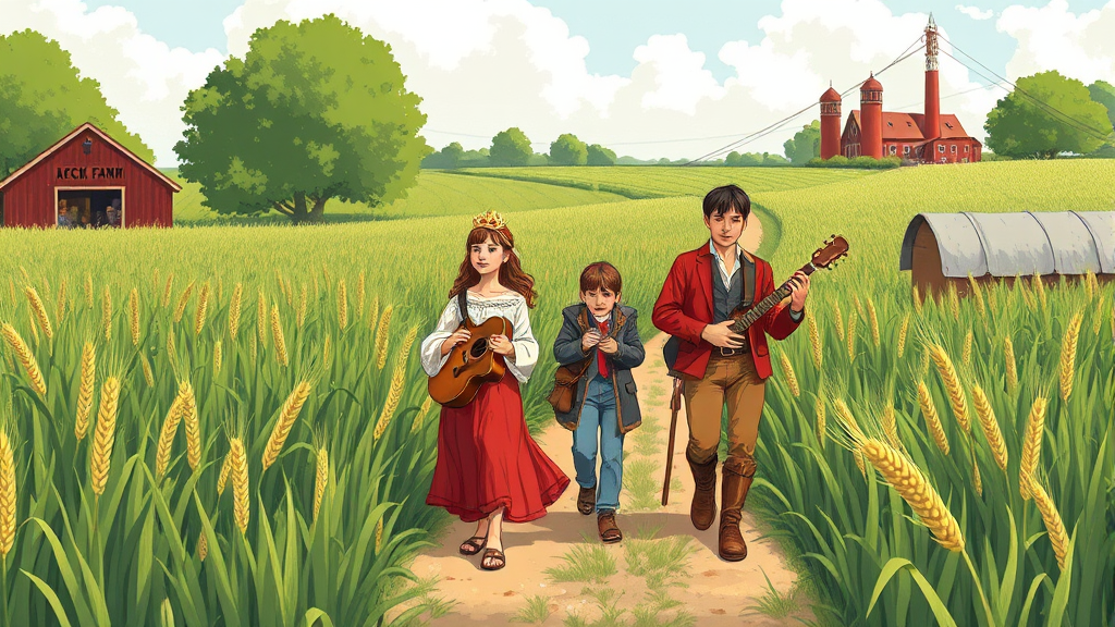 꽃밭 속 다채로운 체험: 학원농장에서 즐기는 특별한 활동 (illustration 스타일)