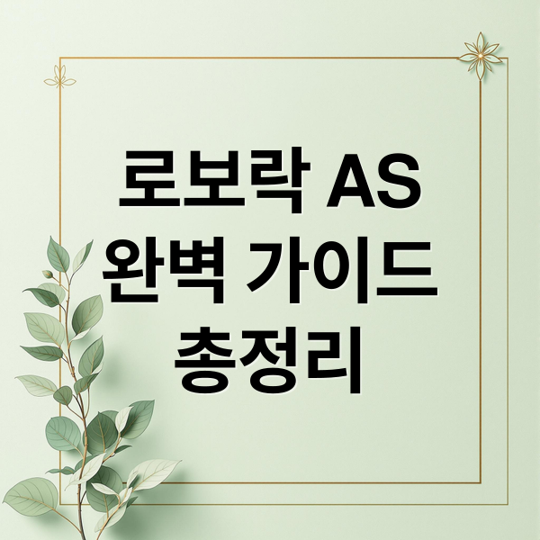 로보락 AS
완벽 가이드
총정리 (로보락 서비스센터)
