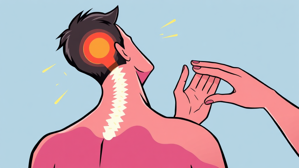 목디스크 일반적인 증상 (cartoon 스타일)