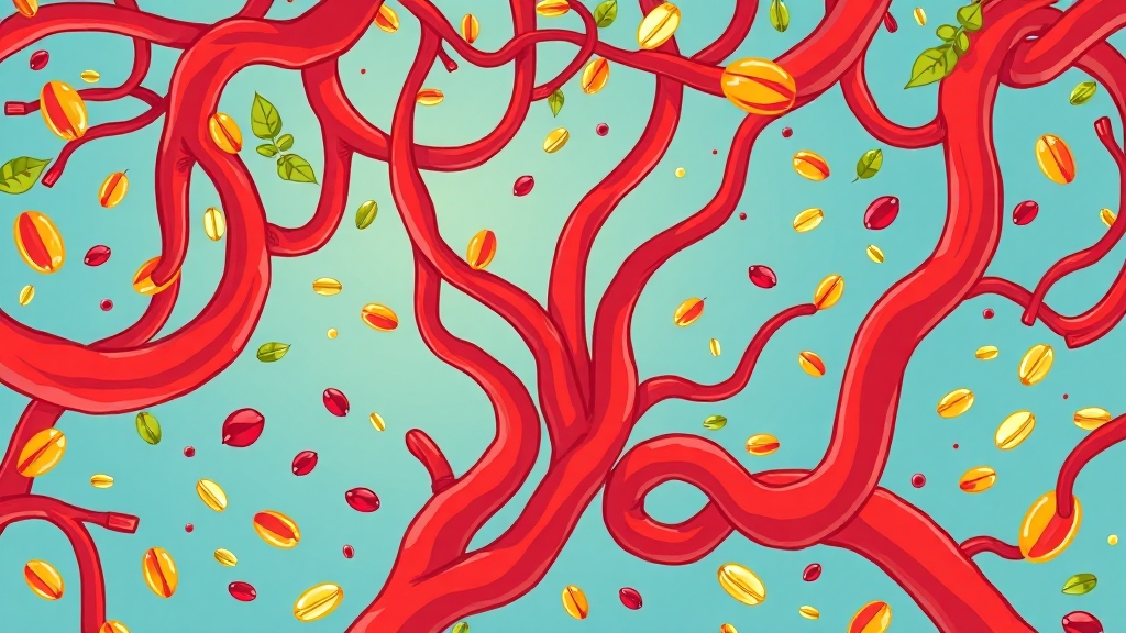 혈액순환 영양제, 어떻게 작용할까요? (cartoon 스타일)