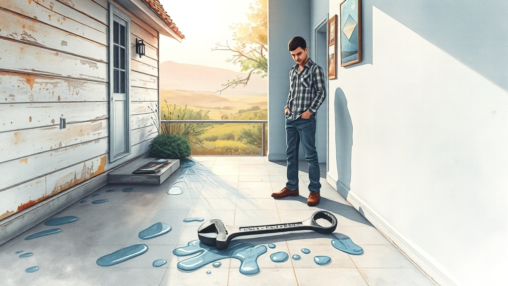 누수 예방 & 관리, 쾌적한 환경 유지 (watercolor 스타일)