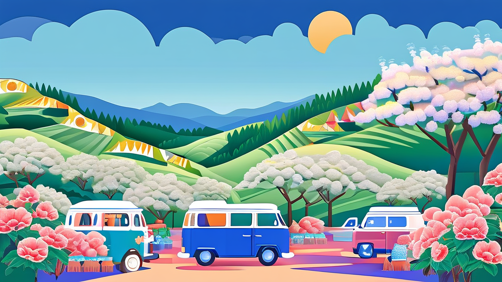 축제 즐기기: 공연, 체험, 그리고 먹거리 (illustration 스타일)