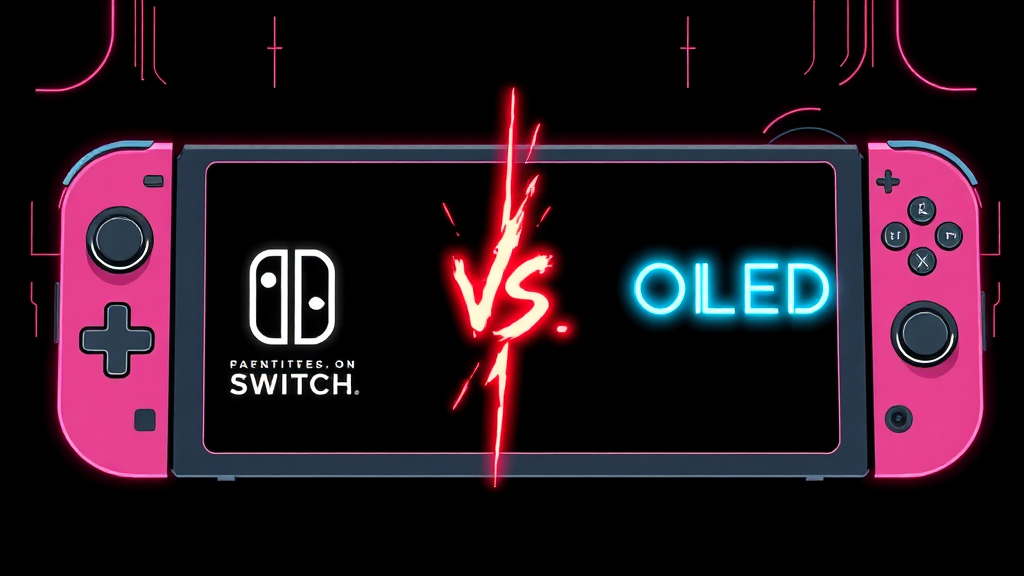 스위치2 vs OLED: 주요 스펙 비교 (illustration 스타일)