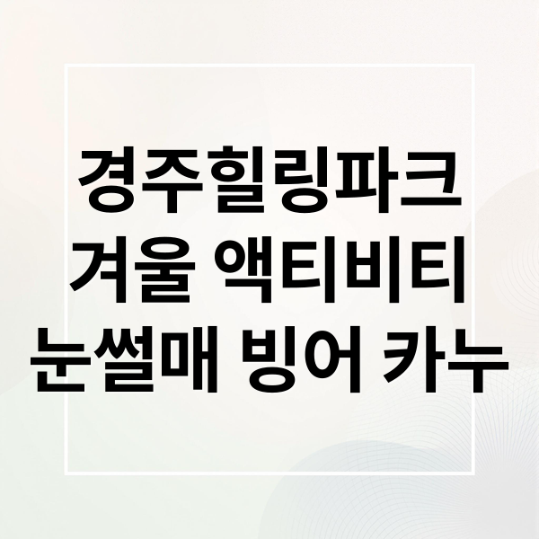 경주힐링파크
겨울 액티비티
눈썰매 빙어 카누 (경주 국민힐링파크 명소)