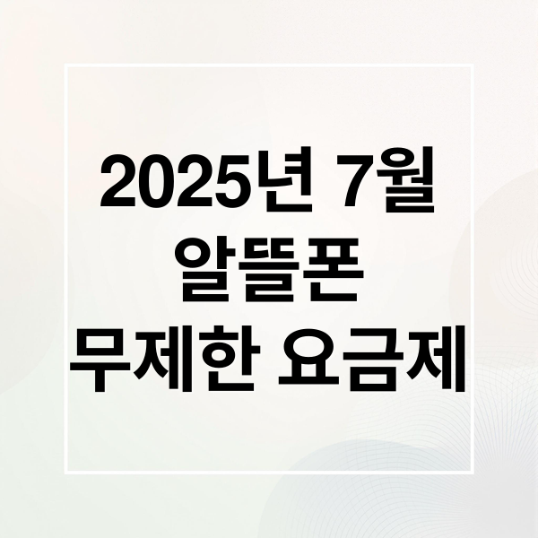 2025년 7월
알뜰폰
무제한 요금제 (알뜰폰 무제한 요금제)