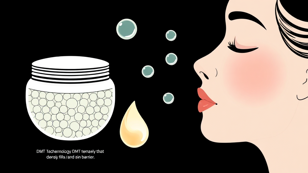 피지오겔 DMT 페이셜 크림, 성분 분석과 DMT 기술의 이해 (illustration 스타일)