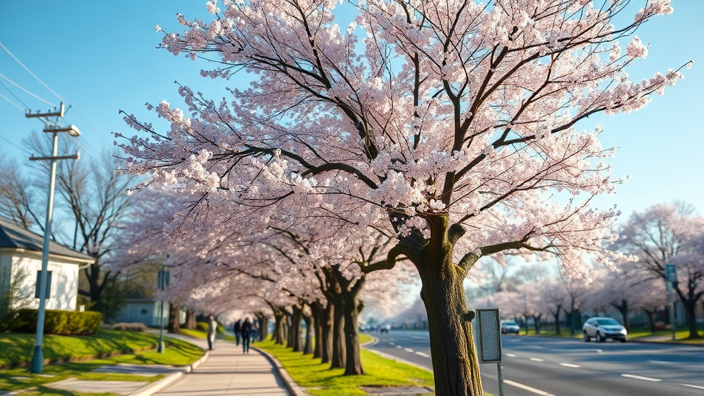 봄날의 벚꽃을 위협하는 제설제의 진실 (realistic 스타일)