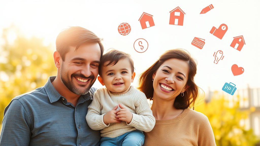 정부 육아 지원 정책 종류 (realistic 스타일)