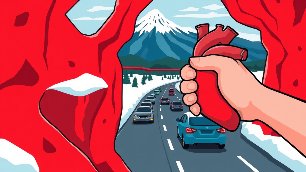 심근경색 원인 및 위험 요인 (cartoon 스타일)