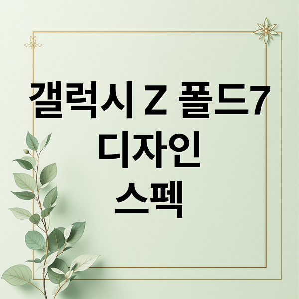 갤럭시 Z 폴드7
디자인
스펙 (갤럭시 z폴드7 스펙)