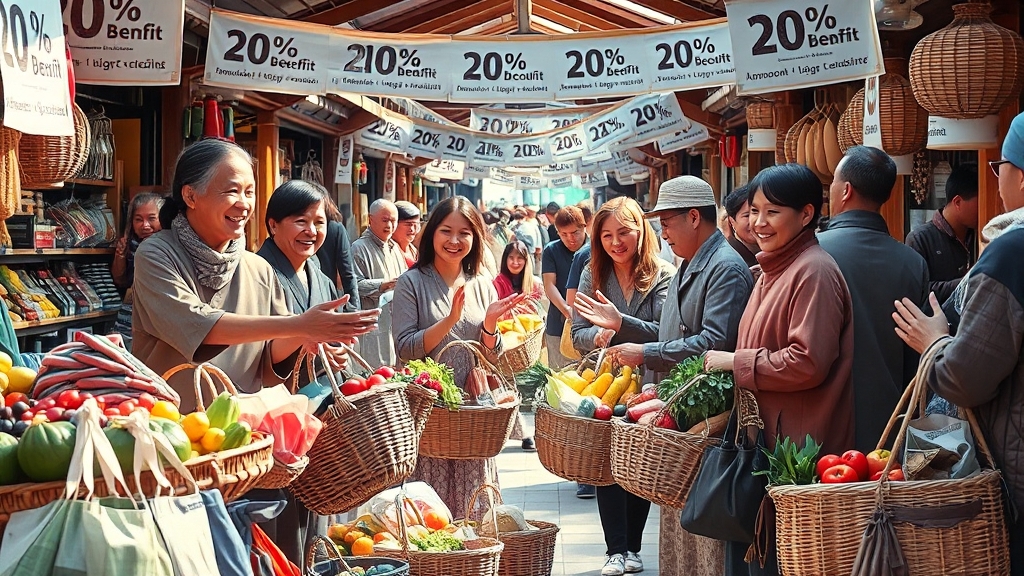 전통시장 활성화 효과 (realistic 스타일)