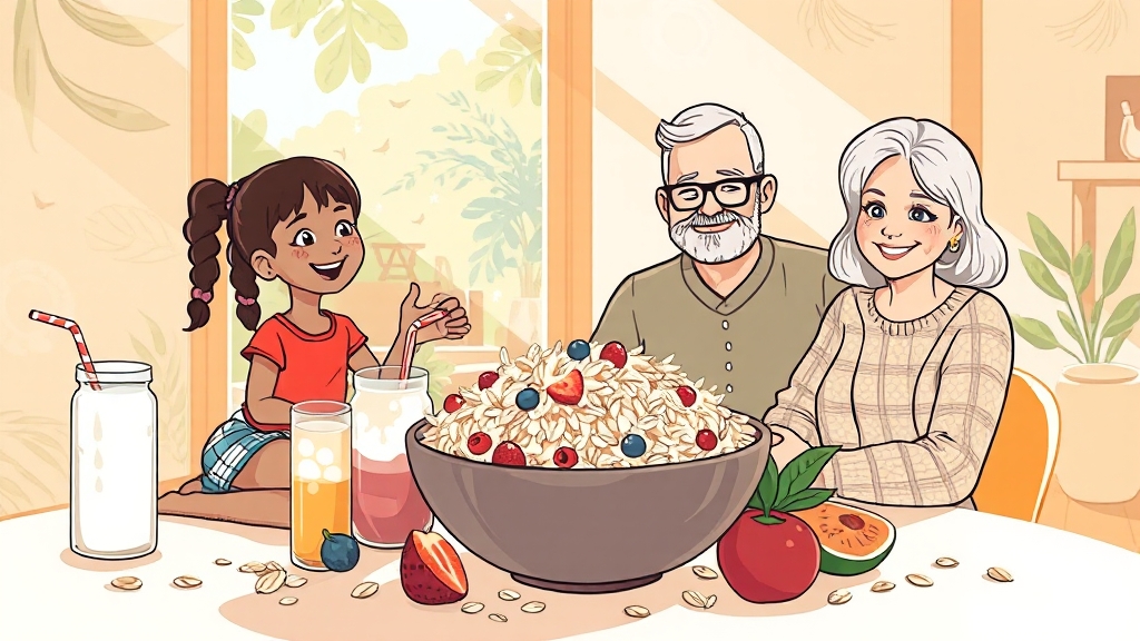 귀리 섭취 방법과 권장량 (cartoon 스타일)