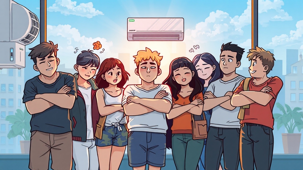 냉방병 원인과 위험 요인 (cartoon 스타일)