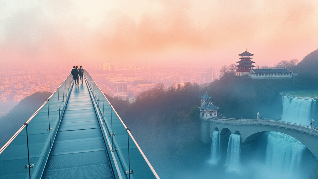 스카이워크 주변 즐길 거리 및 연계 코스 (watercolor 스타일)