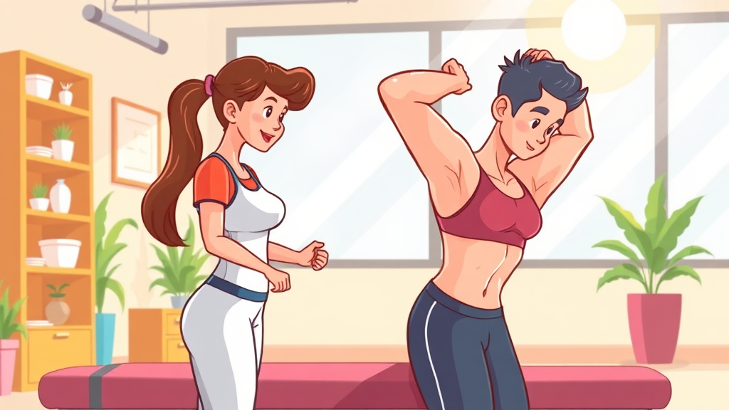 물리 치료 및 도수 치료 (cartoon 스타일)