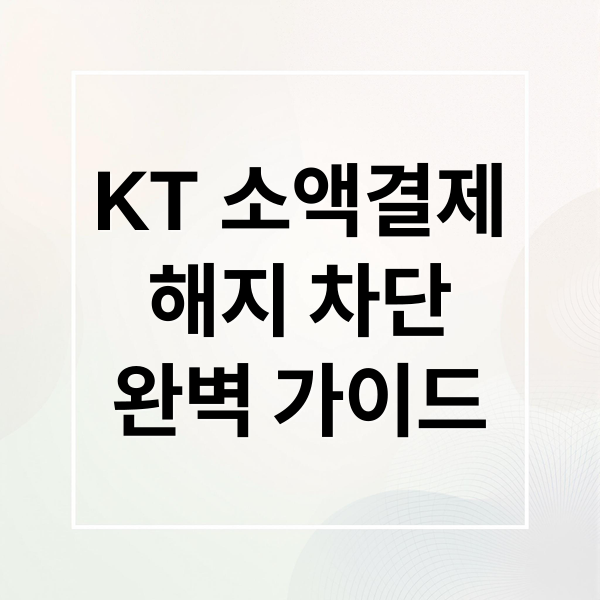 KT 소액결제
해지 차단
완벽 가이드 (KT 소액결제 차단 해지)