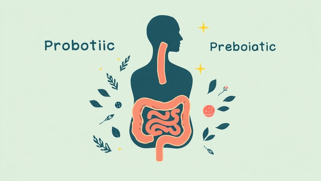 프로바이오틱스와 프리바이오틱스: 장 건강을 위한 두 기둥 (illustration 스타일)
