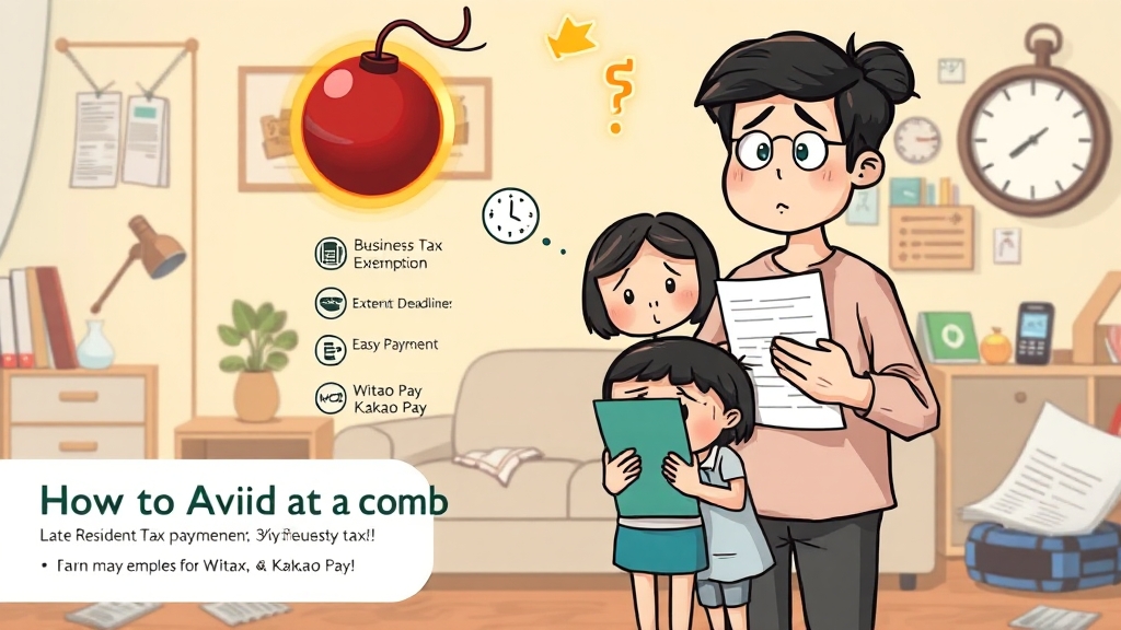 주민세 미납, 가산세 폭탄 피하는 법 (cartoon 스타일)