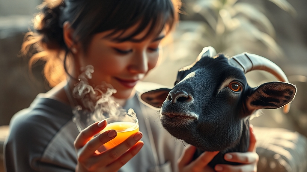 흑염소 진액 효능 및 필요성 (realistic 스타일)